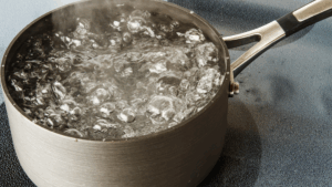 Close-up of boiling water in a pot